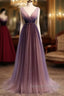 Beautiful Gradient V-Neckline Tulle Long Prom Dress Party Dress, Gradient Evening Gown