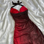 Beautiful Halter Birthday Prom Dress Red Prom Dress