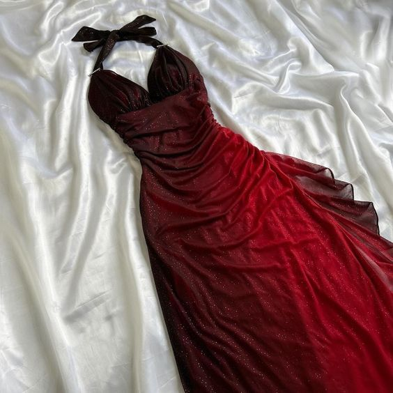 Beautiful Halter Birthday Prom Dress Red Prom Dress