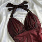 Beautiful Halter Birthday Prom Dress Red Prom Dress