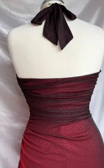 Beautiful Halter Birthday Prom Dress Red Prom Dress