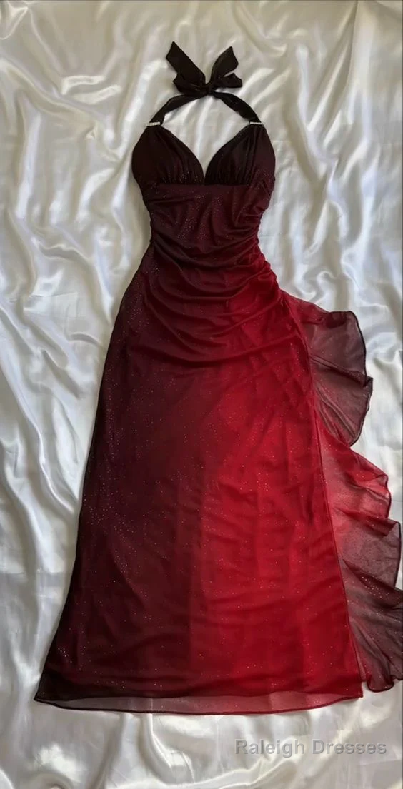 Beautiful Halter Birthday Prom Dresses Red Prom Dresses Main image