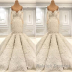 Beautiful Ivory Mermaid Sweetheart Lace Bridal Gowns for Wedding
