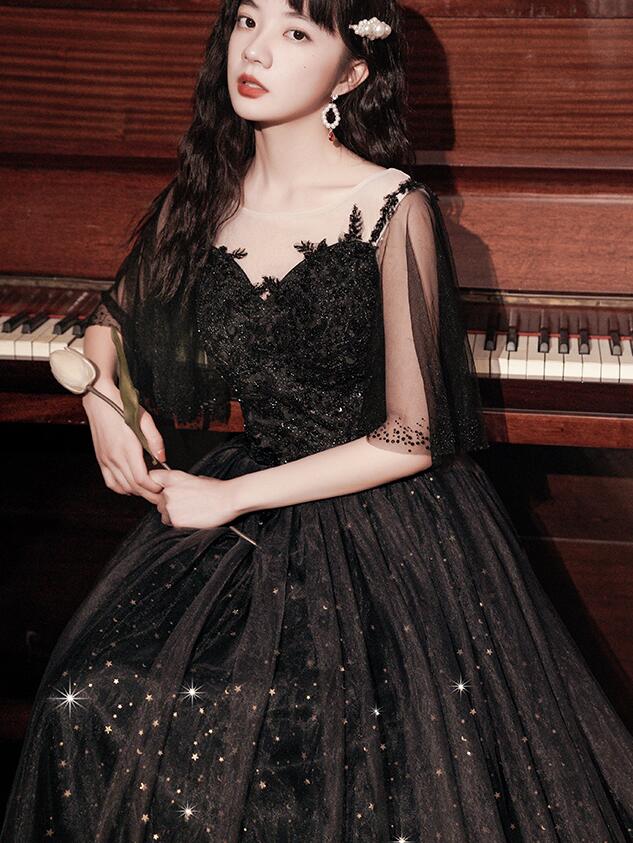 Beautiful Lace Applique Top Gradient Tulle Long Prom Dresses Black Long Prom Dresses Prom Dress Secondary image