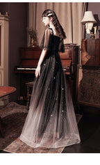 Beautiful Lace Applique Top Gradient Tulle Long Prom Dresses Black Long Prom Dresses Prom Dress
