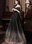 Beautiful Lace Applique Top Gradient Tulle Long Prom Dresses Black Long Prom Dresses Prom Dress