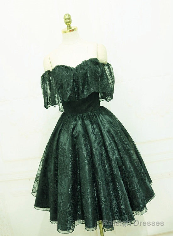 Beautiful Lace Green Off Shoulder Knee Length Party Dress, Bridesmaid Dress Main image