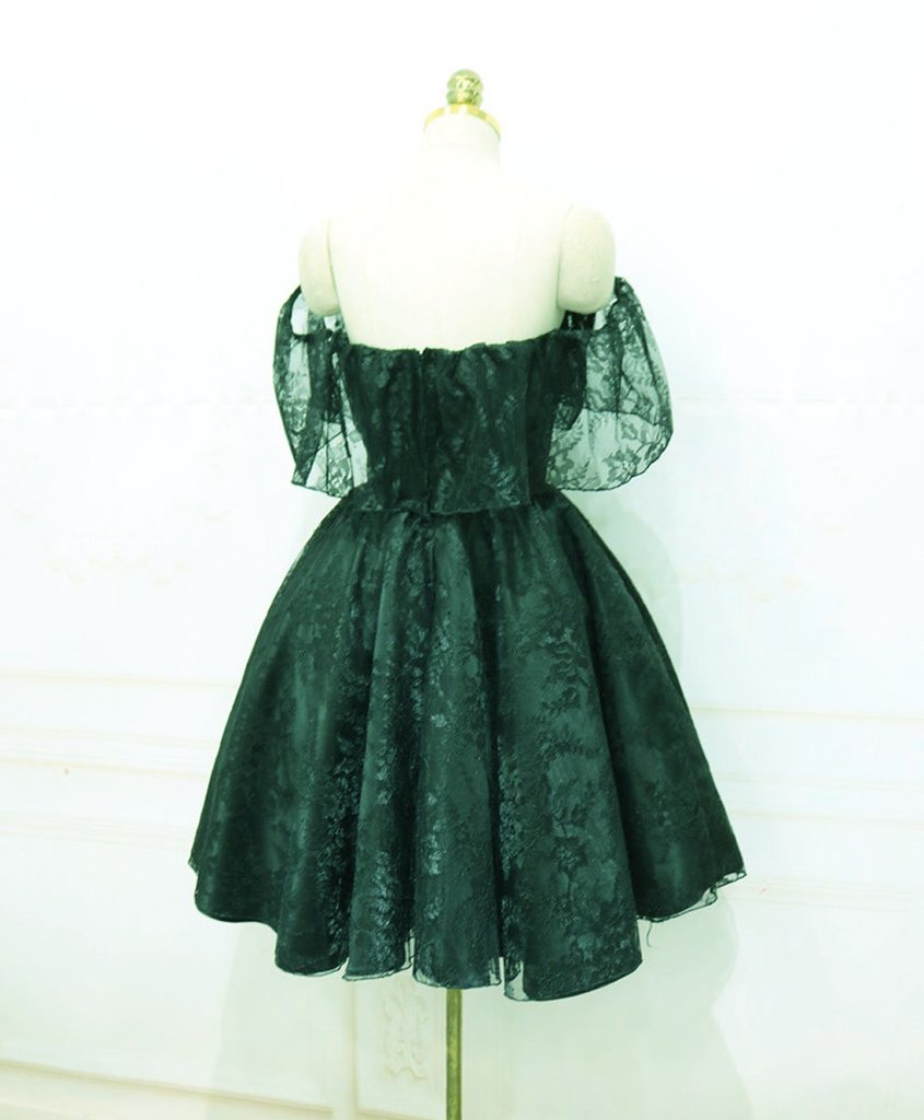 Beautiful Lace Green Off Shoulder Knee Length Prom Dresses Homecoming Dresses