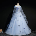 Beautiful Light Blue Ball Gowns Lace-Up Prom Dresses Blue Prom Dresses