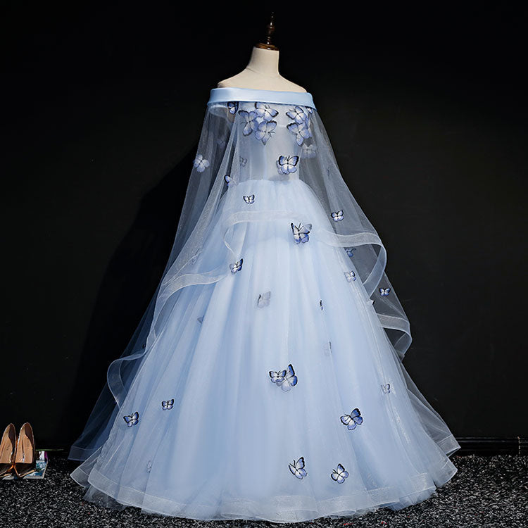 Beautiful Light Blue Ball Gowns Lace-Up Prom Dresses Blue Prom Dresses