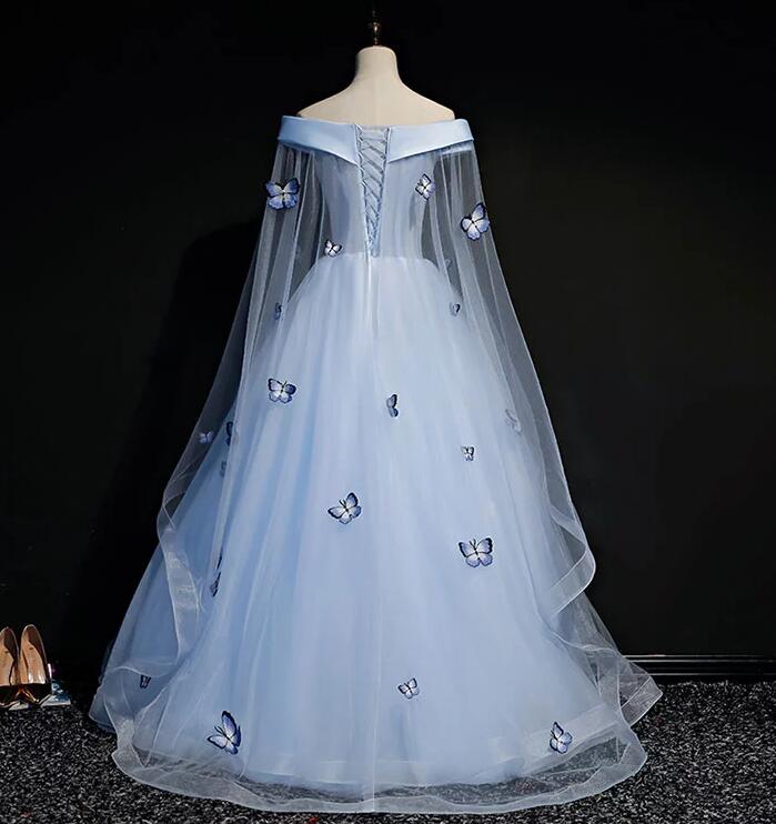 Beautiful Light Blue Ball Gowns Lace-Up Prom Dresses Blue Prom Dresses
