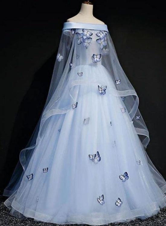 Beautiful Light Blue Ball Gowns Lace-Up Prom Dresses Blue Prom Dresses Main image