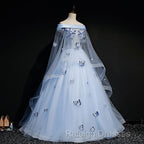 Beautiful Light Blue Ball Gown Lace-Up Prom Dresses Blue Prom Dresses