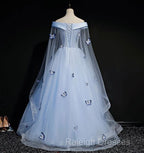 Beautiful Light Blue Ball Gown Lace-Up Party Dress, Blue Prom Dress