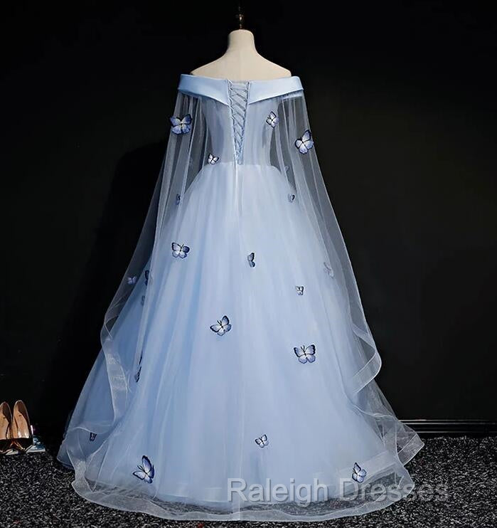 Beautiful Light Blue Ball Gown Lace-Up Party Dress, Blue Prom Dress