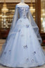 Beautiful Light Blue Ball Gown Lace-Up Party Dress, Blue Prom Dress
