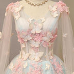 Beautiful Light Blue Long Formal Dress Party Dresses, Unique Blue Prom Dress Gown