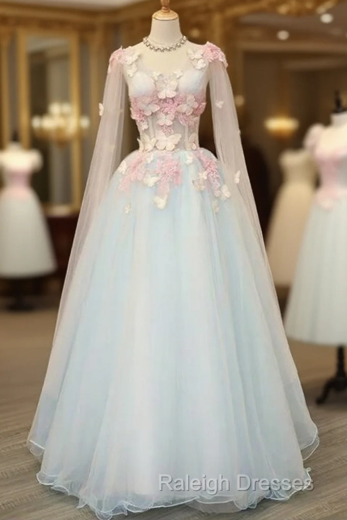 Beautiful Light Blue Long Formal Dress Party Dresses, Unique Blue Prom Dress Gown Main image