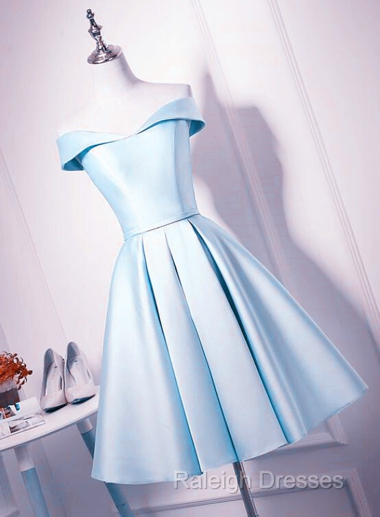 Beautiful Light Blue Satin Sweetheart Homecoming Dresses Blue Short Prom Dresses