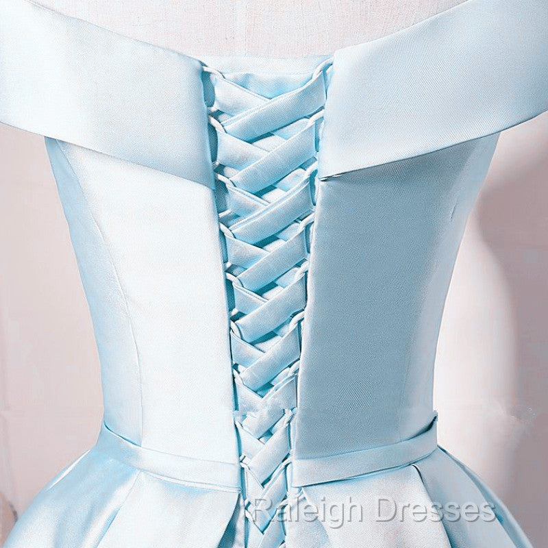 Beautiful Light Blue Satin Sweetheart Homecoming Dress, Blue Short Prom Dress
