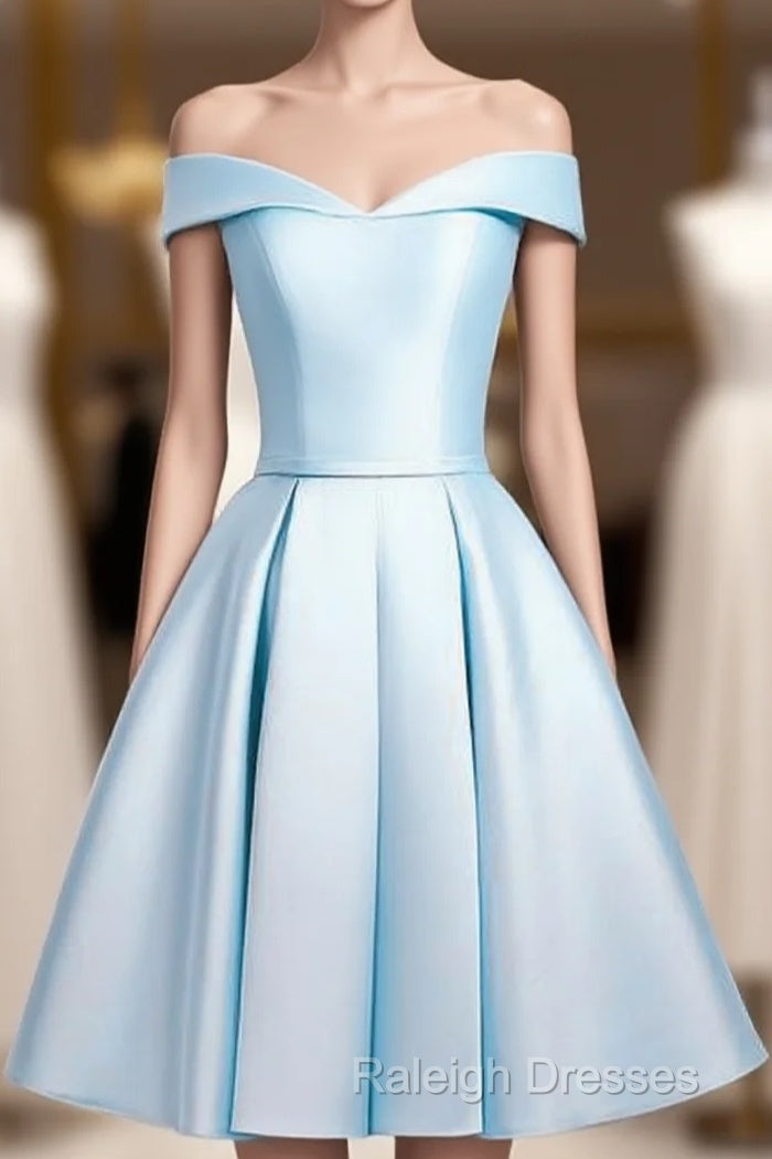Beautiful Light Blue Satin Sweetheart Homecoming Dress, Blue Short Prom Dress