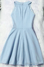 Beautiful Light Blue Short Halter Homecoming Dress