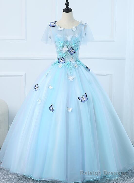 Beautiful Light Blue Tulle Long Prom Dress, Ball Gown Blue Sweet 16 Dresses Main image
