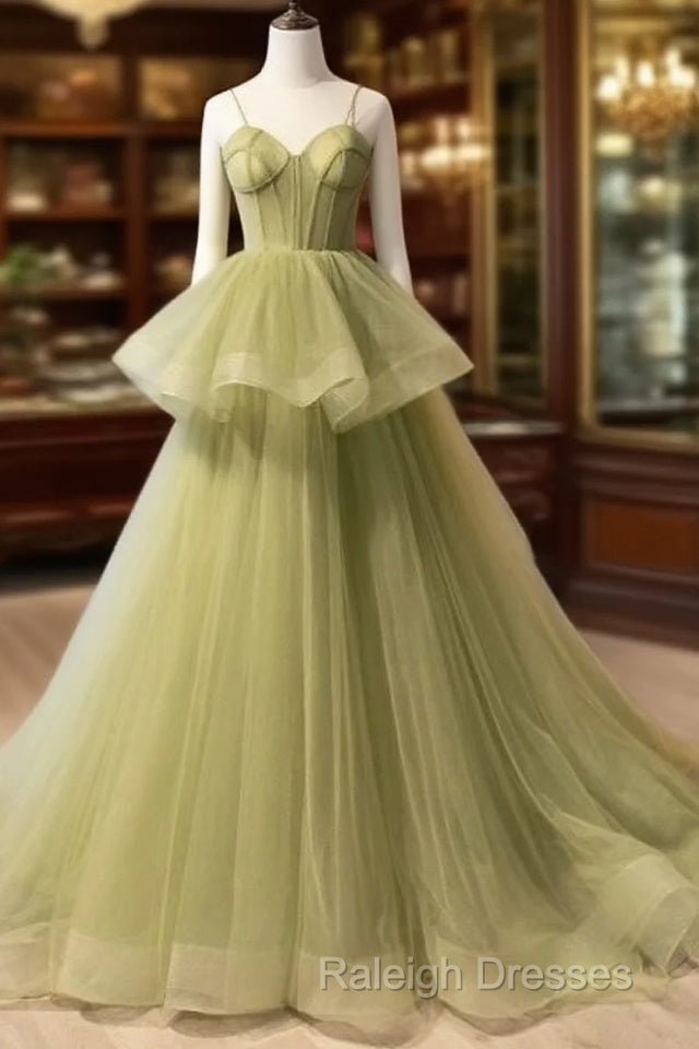 Beautiful Light Green Sweetheart Layers Princess Formal Gown, Green Tulle Long Party Dress Prom Dress Main image