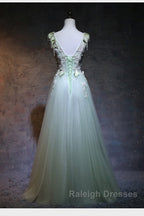 Beautiful Light Green Tulle Long Party Dress, A-Line Floor Length Prom Dress