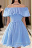 Beautiful Light Off Shoulder Knee Length Bridesmaid Dresses Prom Dresses