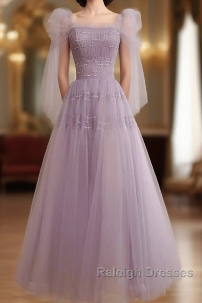 Beautiful Light Purple Tea Length Soft Tulle Prom Dresses Cute Short Homecoming Dresses Prom Dresses Main image