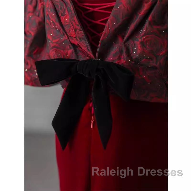Beautiful Mermaid Off The Shoulder Long Red Prom Dresses