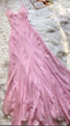 Beautiful Mermaid Prom Gown Pink Chiffon Beads Prom Dresses