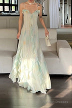 Beautiful Mermaid Spaghetti Straps Green Long Prom Dress