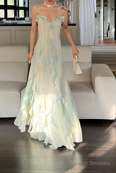 Beautiful Mermaid Spaghetti Straps Green Long Prom Dress