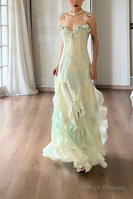 Beautiful Mermaid Spaghetti Straps Green Long Prom Dress
