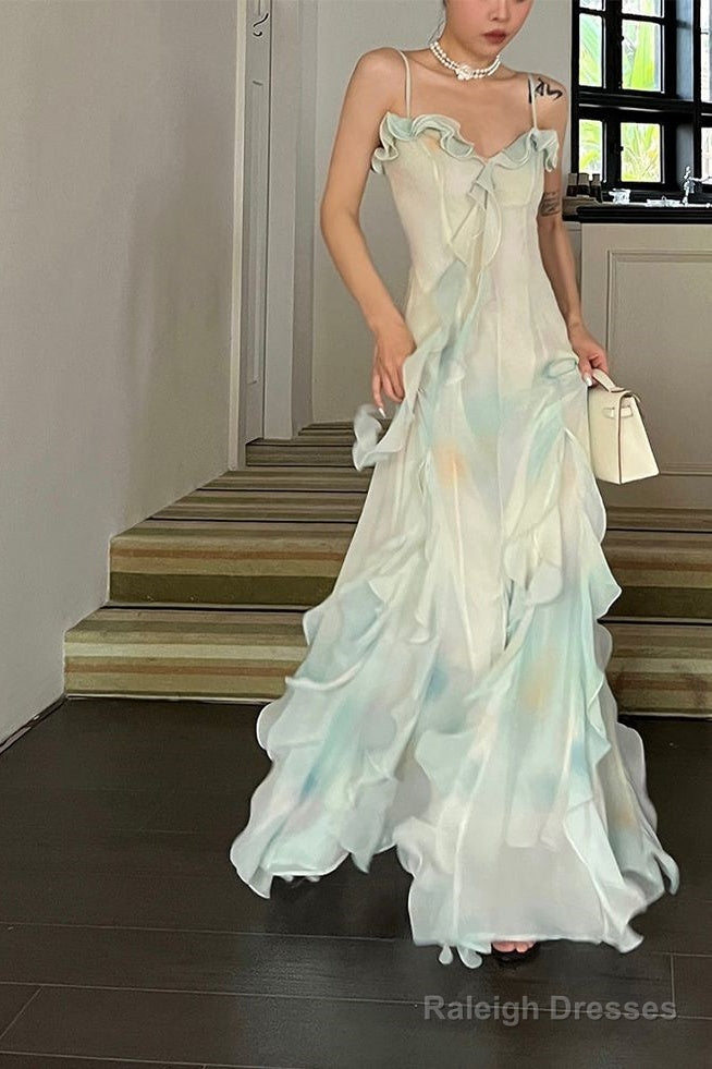 Beautiful Mermaid Spaghetti Straps Green Long Prom Dress