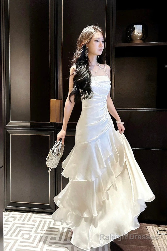 Beautiful Mermaid Spaghetti Straps Ivory Long Prom Dress
