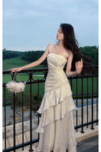 Beautiful Mermaid Spaghetti Straps Ivory Long Prom Dress