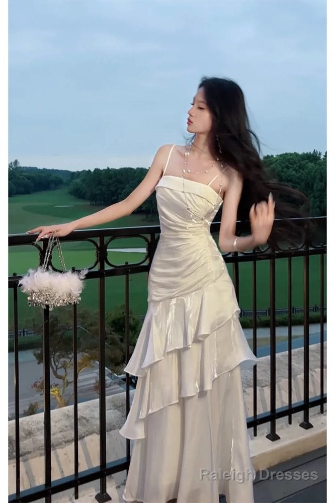Beautiful Mermaid Spaghetti Straps Ivory Long Prom Dress