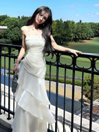Beautiful Mermaid Spaghetti Straps Ivory Long Prom Dress Prom Dresses