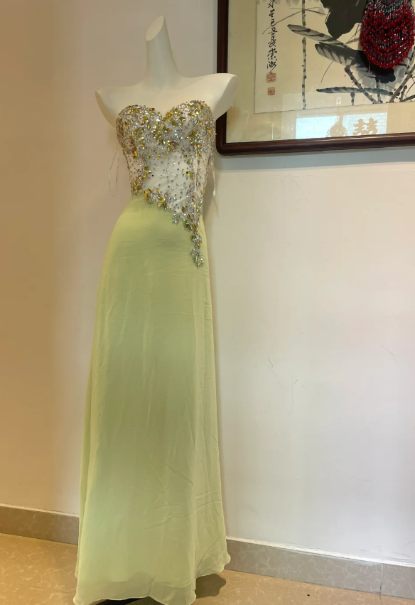 Beautiful Mermaid Sweetheart Neckline Rhinestone Chiffon Long Formal Prom Dress Secondary image