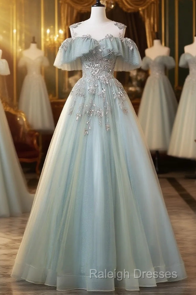 Beautiful Mint Blue Round Neckline Party Dress, Tulle With Sweet 16 Dress Prom Dress