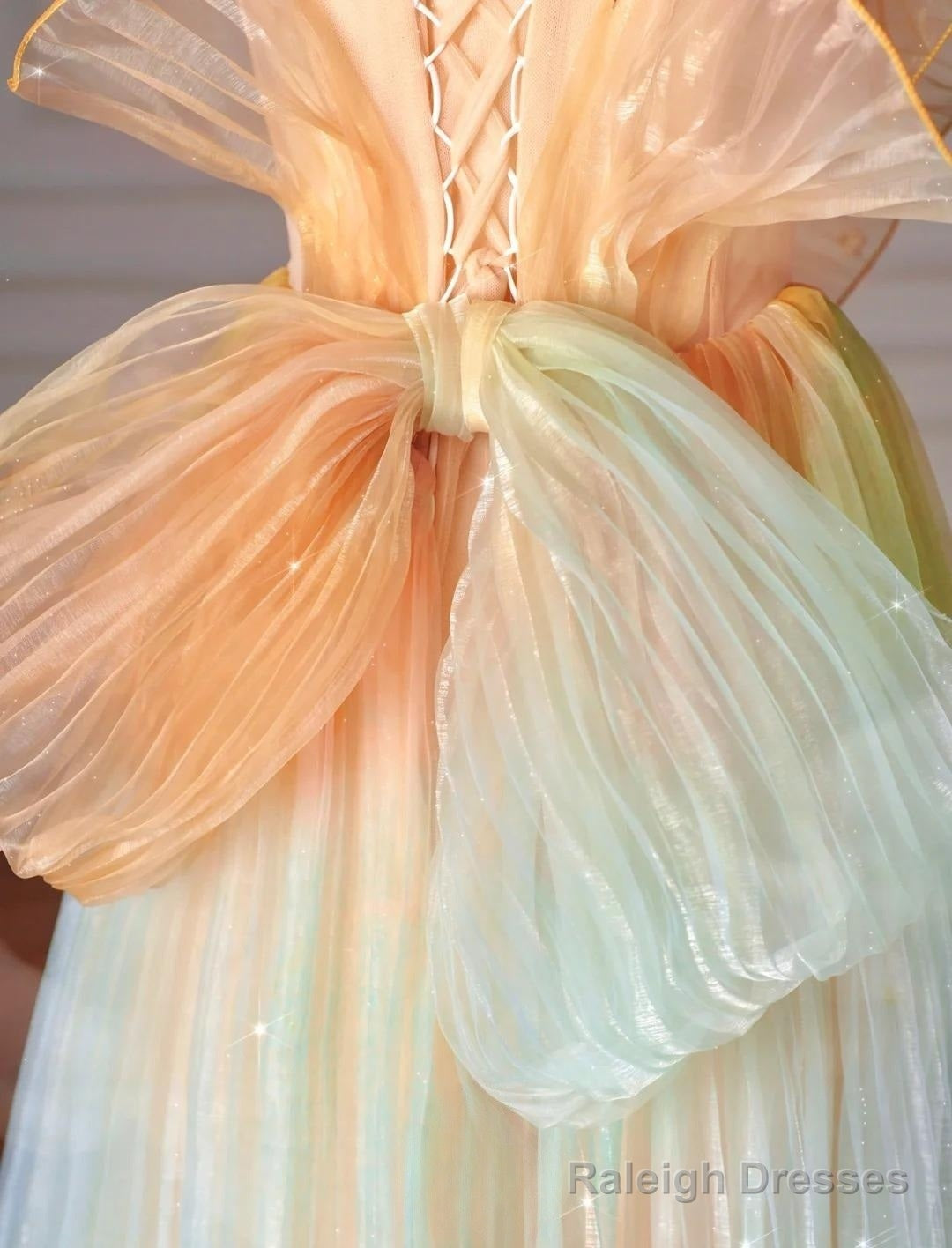 Beautiful Multicolor Strapless A-Line Tulle Prom Dresses Long Wedding Dresses Birthday Dresses