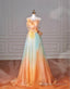 Beautiful Multicolor Strapless A-Line Tulle Prom Dresses Long Wedding Dresses Birthday Dresses