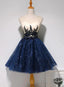 Beautiful Navy Blue Short Prom Dresses Sweetheart Homecoming Dresses