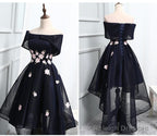 Beautiful Navy Bluehomecoming Dresses Chic Asymmetrical Short Prom Dresses