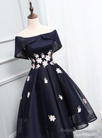 Beautiful Navy Bluehomecoming Dress, Chic Asymmetrical Short Prom Dress