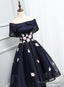 Beautiful Navy Bluehomecoming Dress, Chic Asymmetrical Short Prom Dress