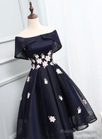 Beautiful Navy Bluehomecoming Dresses Chic Asymmetrical Short Prom Dresses